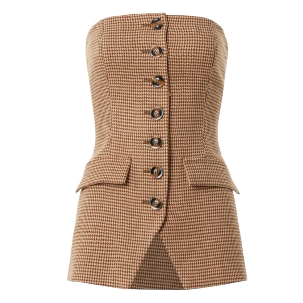 Favorite Daughter Phoebe Bustier Strapless Houndstooth 14 - Picture 3 of 9